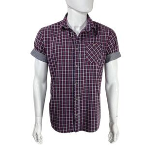19 Ninety:One Men’s Plaid Rolled Cuff Tailored Fit Button Down